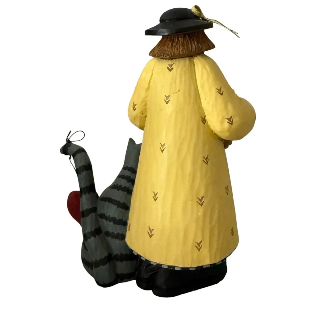 Vtg‎ Williraye Studio Figurine Harvesting Love Yellow Cat Resin Folk Art Mint